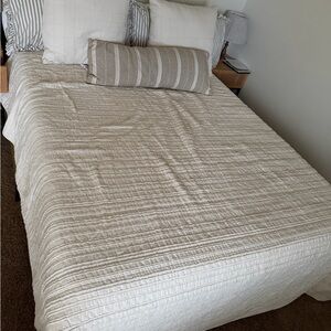 Target Cream and Beige Striped Quilted Coverlet